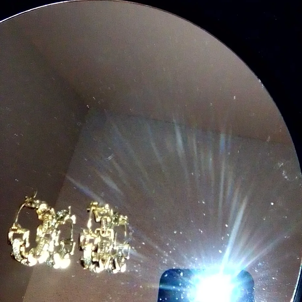 Gold and Silver Crystal Hoop Earrings - Picture 2 of 3